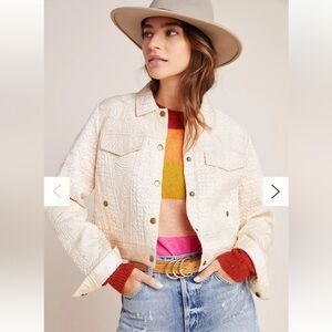 NWT Anthropologie Federica Quilted Trucker Jacket size small
